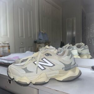 New Balance Cream and Gray Athletic Shoes